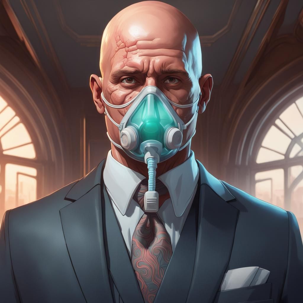 Man with Burns Wearing Advanced Medical Mask