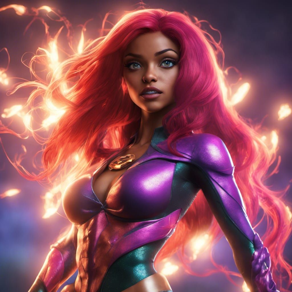 Hyperrealistic Starfire from Teen Titans in 8K