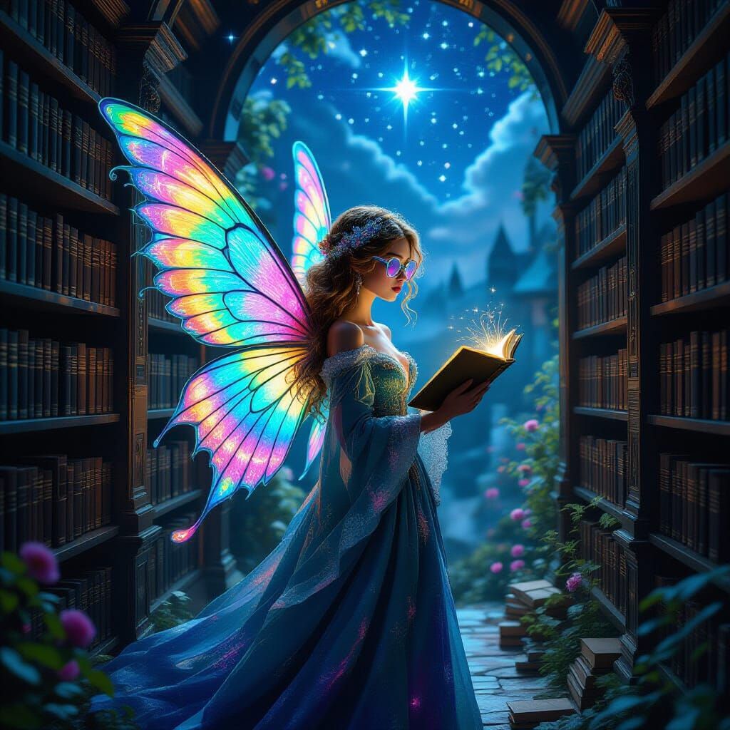 Ethereal Librarian in a Hidden Library, Pre-Raphaelite Style