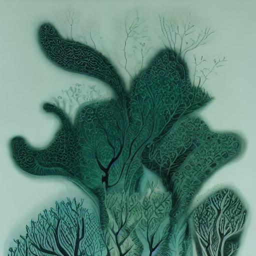 Fractal Creature on Rocky Shore in Nordic Style