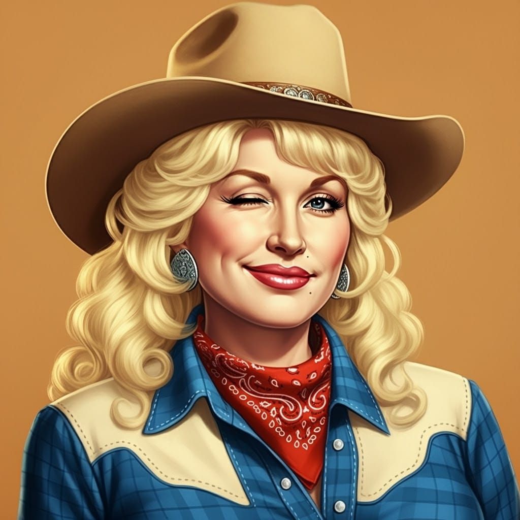 Young Dolly Parton Portrait in Oil Paint