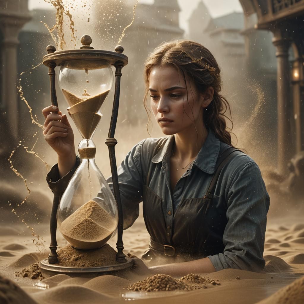 Hourglass Woman: Surreal Digital Matte Painting