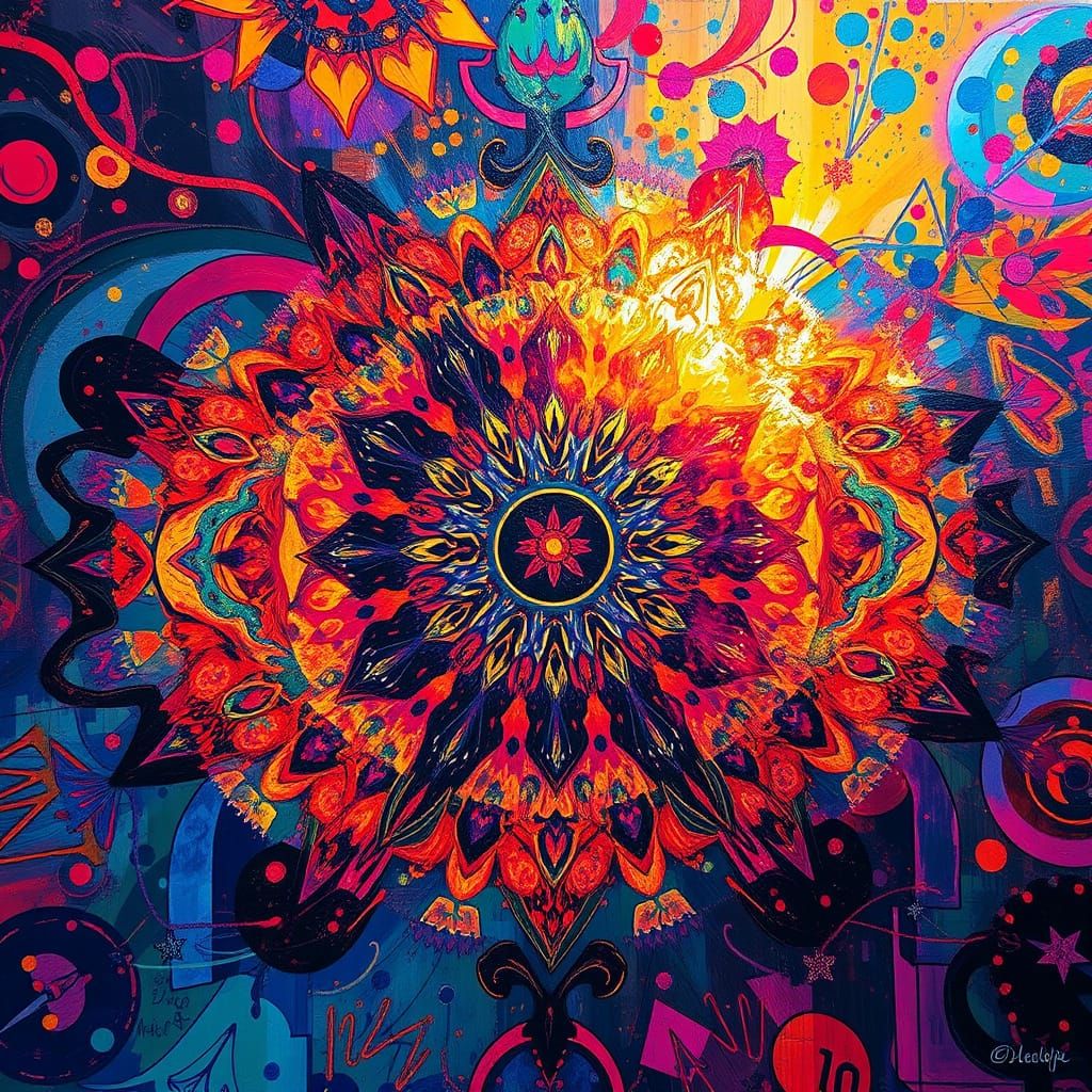 Ethereal Kaleidoscope Art in Impasto Style