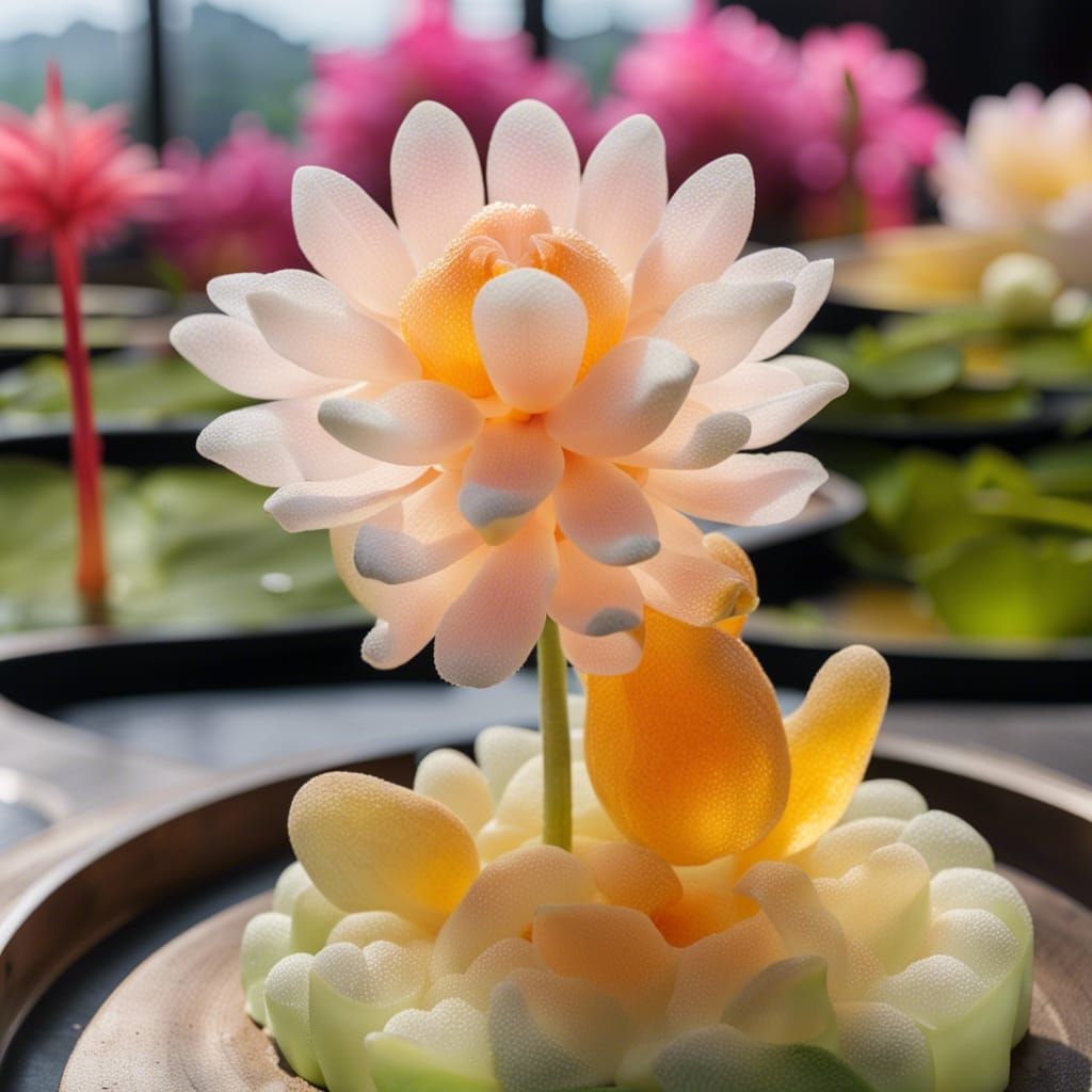 Jelly Lotus Flower Sculpture: Delicious Dessert Art