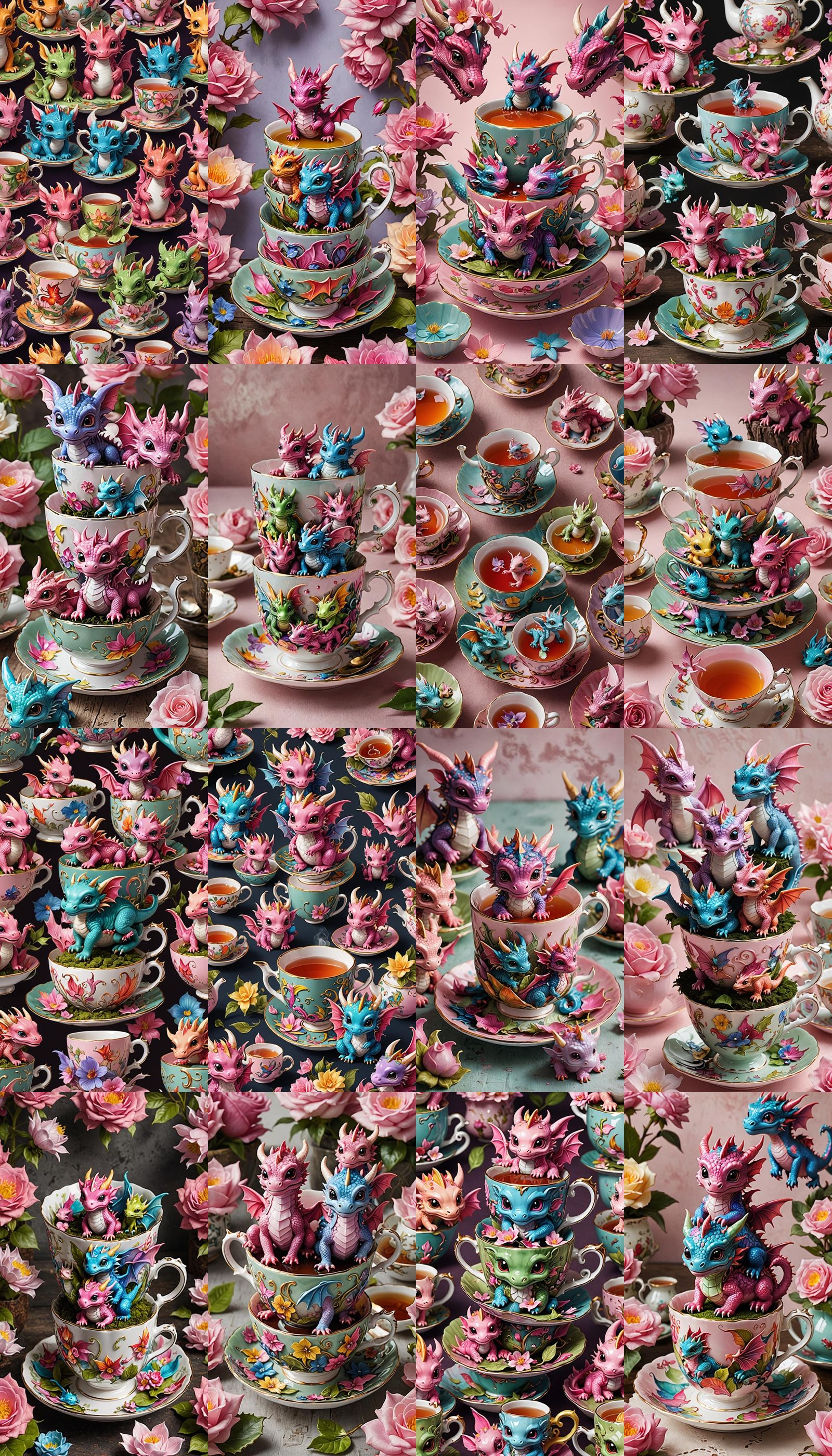 Teacup with Pixies and Pink Dragon