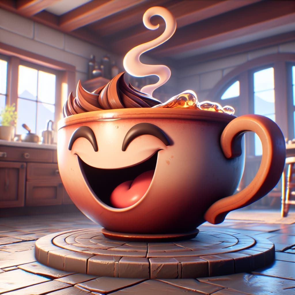 Laughing Tea Cup: Fantastical Concept Art in 8K