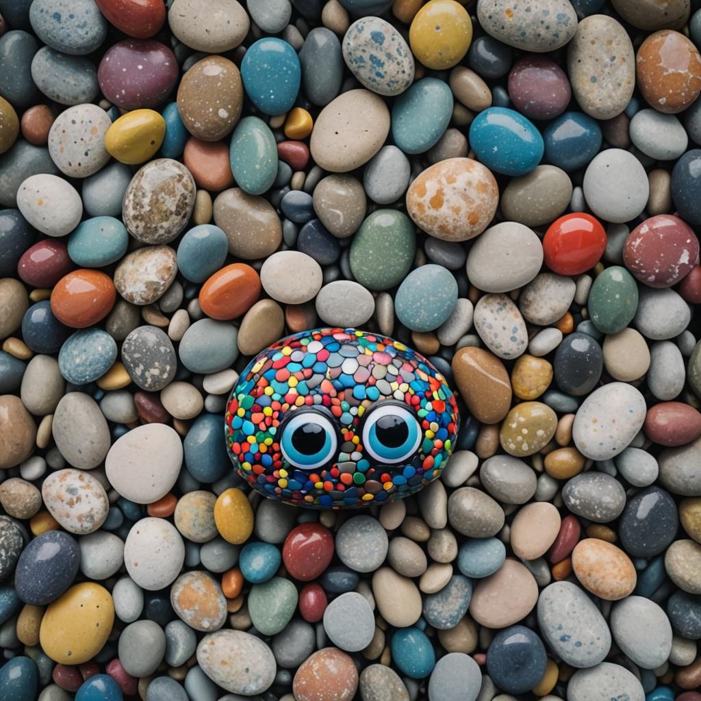 Colorful Pet Rock with Googly Eyes