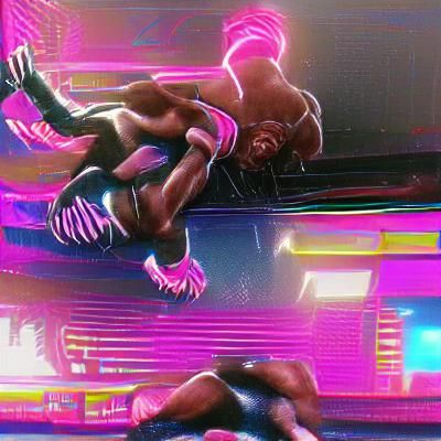 Anderson Silva Head Kick in Synthwave Style