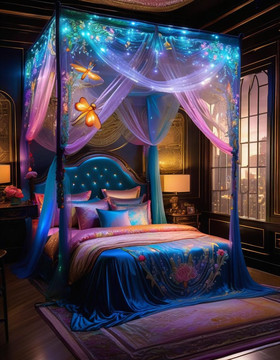 Sparkling World Map Bed in Watercolor Style