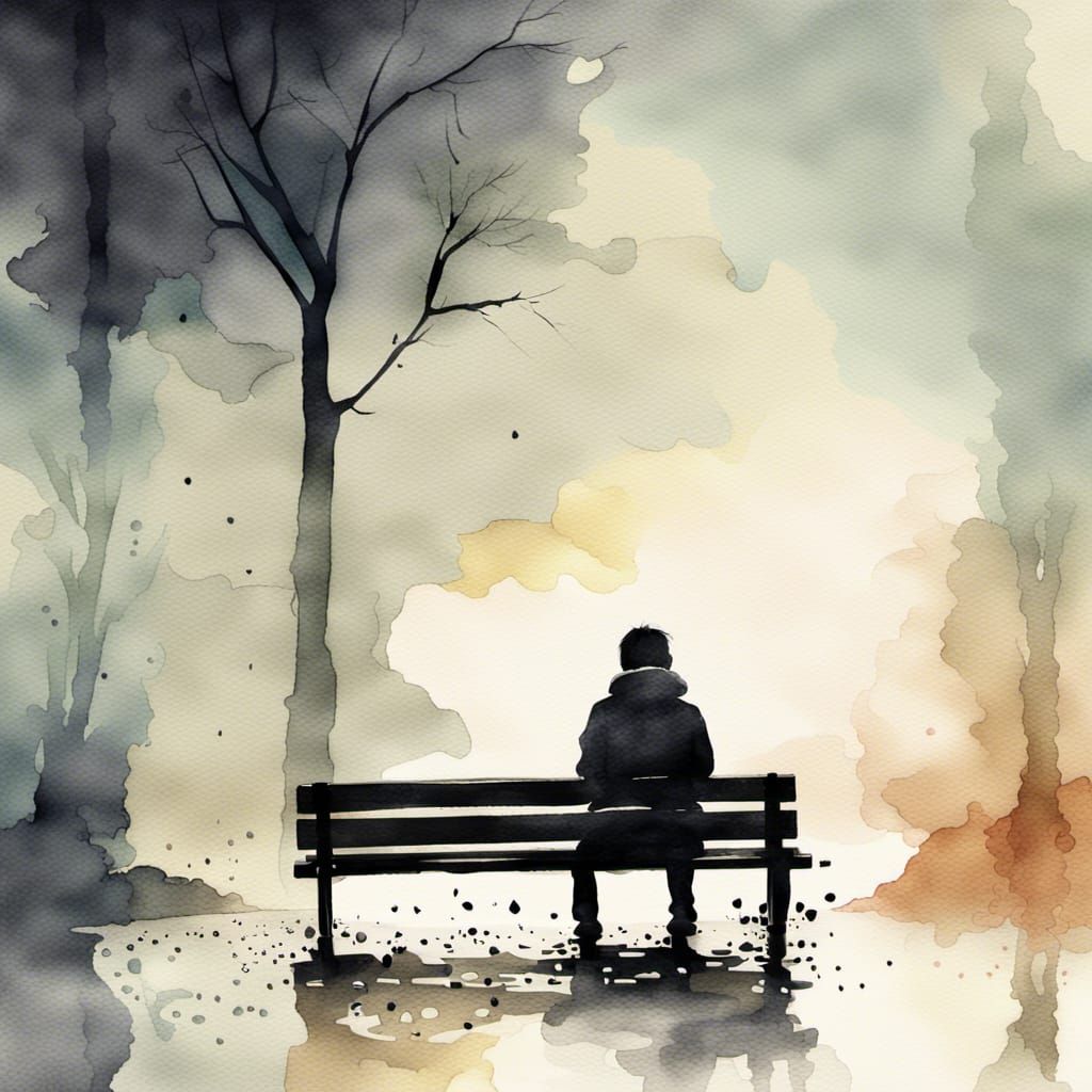 Watercolor Painting of Loneliness with Vibrant Colors