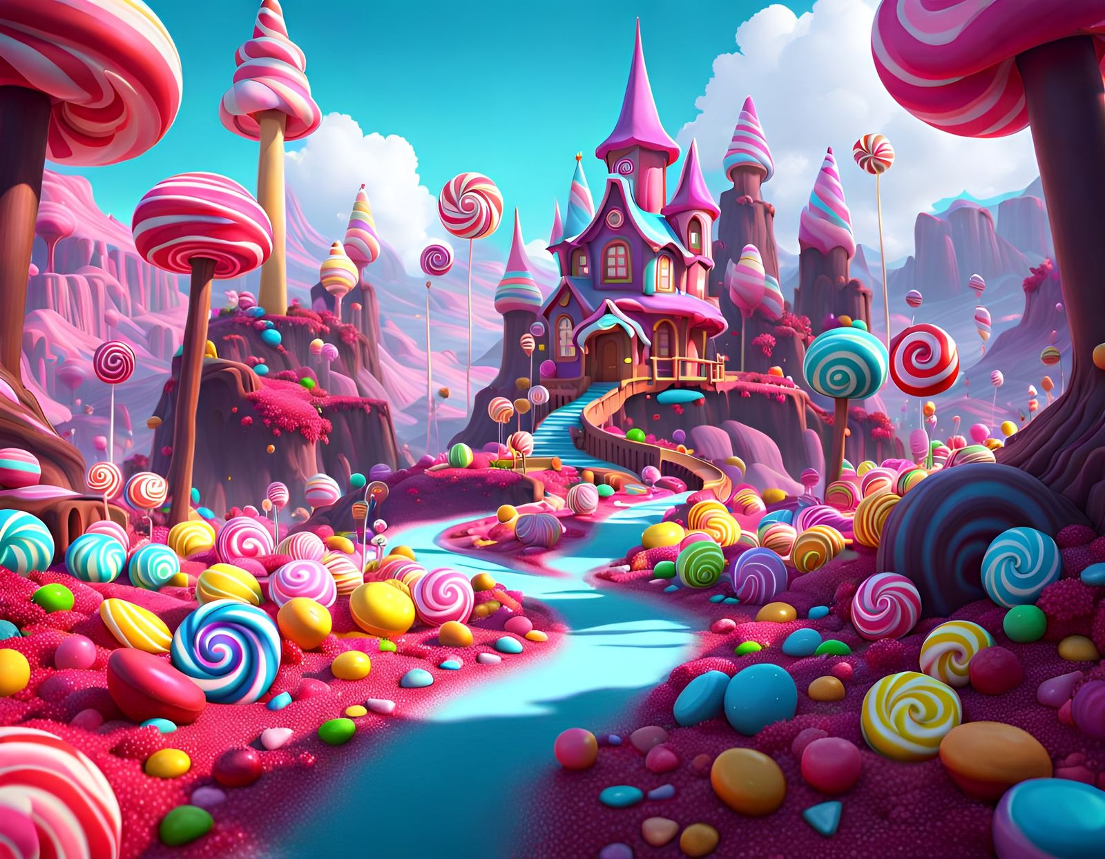 Enchanting Candy Wonderland: Fantasy Concept Art