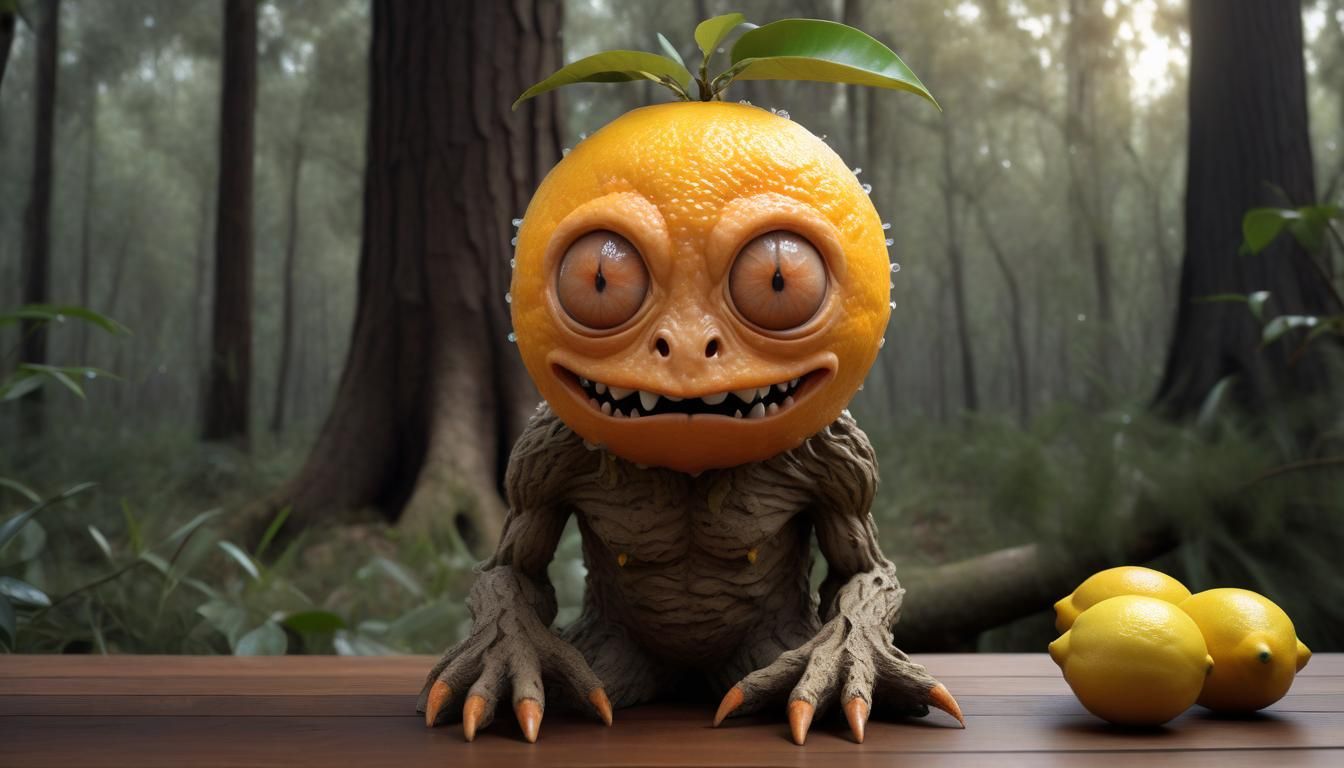 Orange Tree Monster with Lemon Face in HDRI