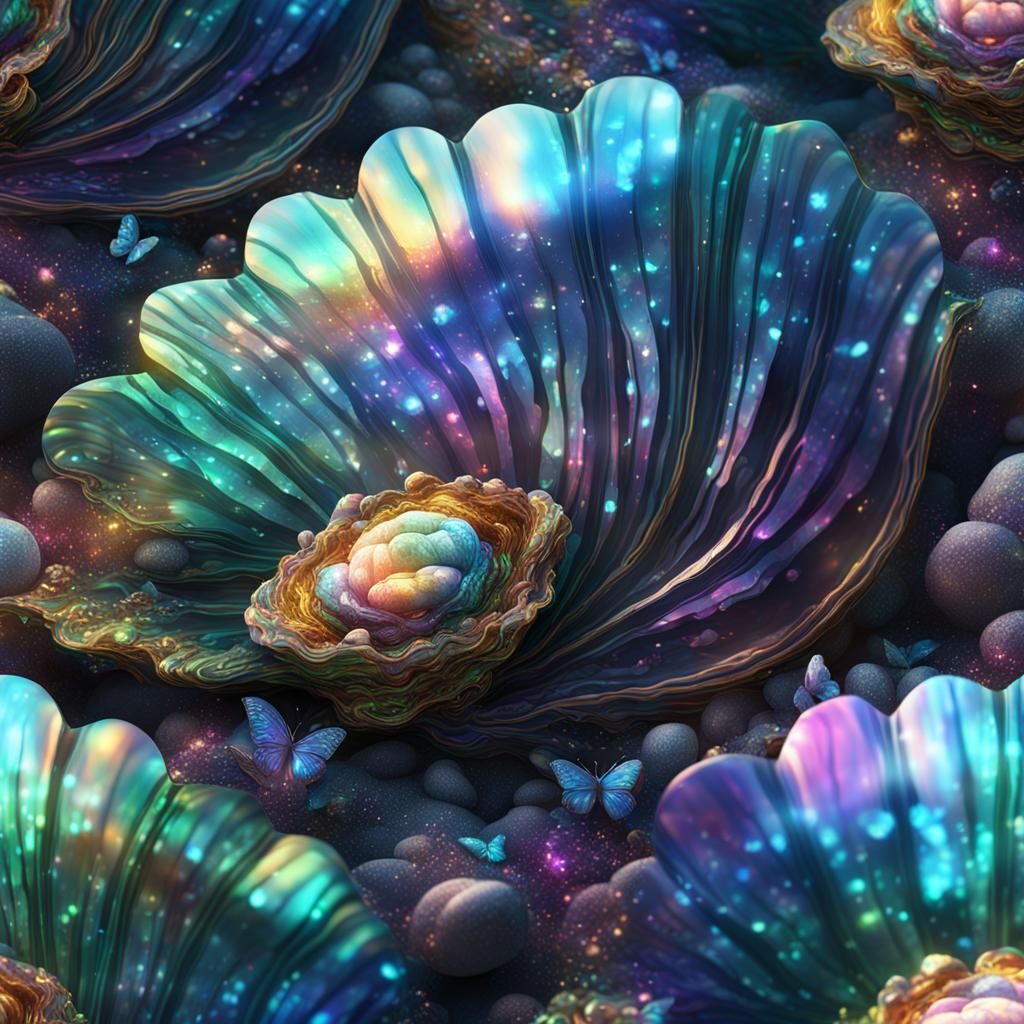 Crystallized Ocean Butterfly Rides a Rainbow Wave