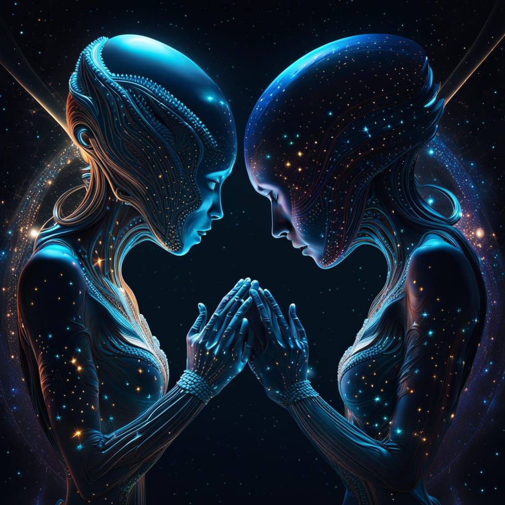 Aliens Holding Hands