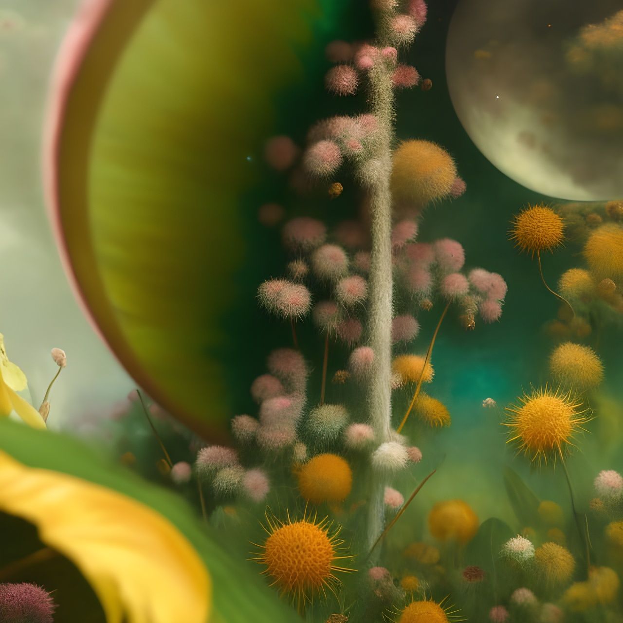Magical Biological Forms in Surreal Dreamscape