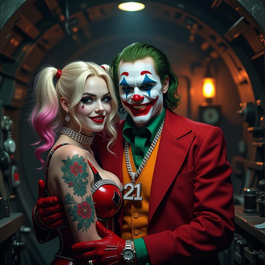Joker and Harley Quinn in Vintage Bat Cave