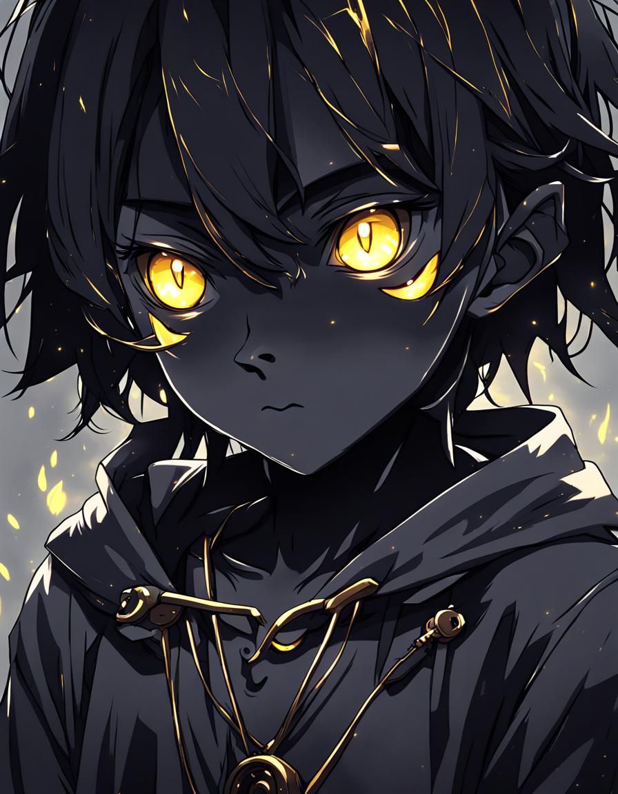 Cute Shadow Anime Entity with Glowing Eyes