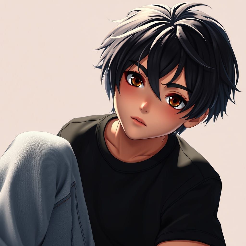 Mysterious Anime-Inspired Boy in 3D Concept Art Style