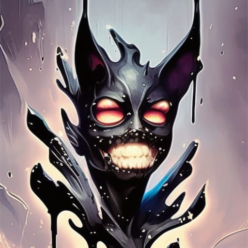 Ink Dripping Cat Portrait in Studio Ghibli Style