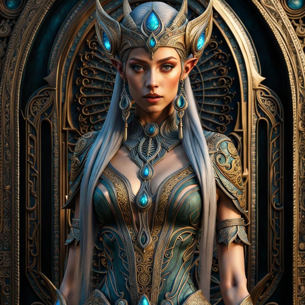 Tattooed Elf Princess in Fantasy Masterpiece