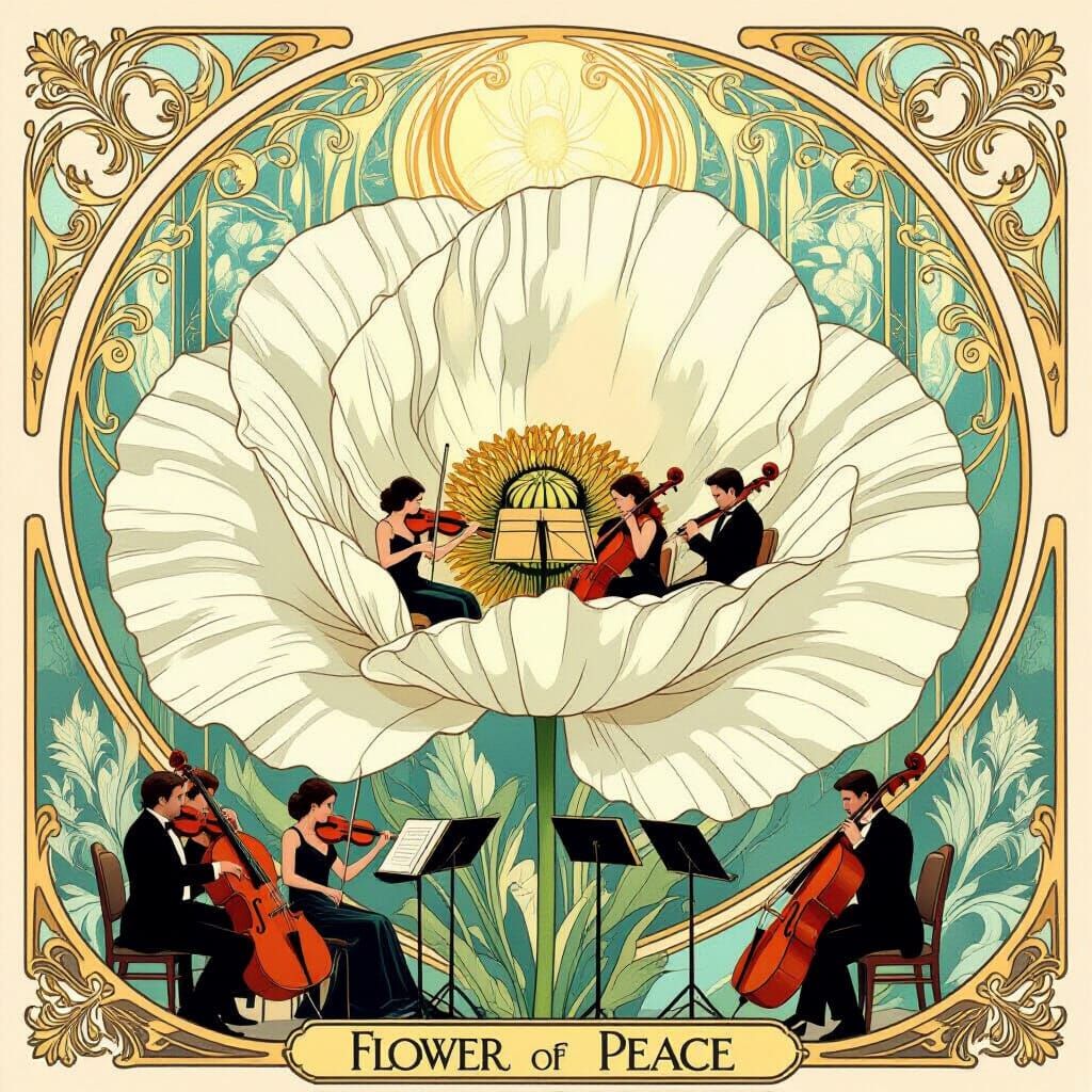 Art Nouveau Flower of Peace with Orchestra