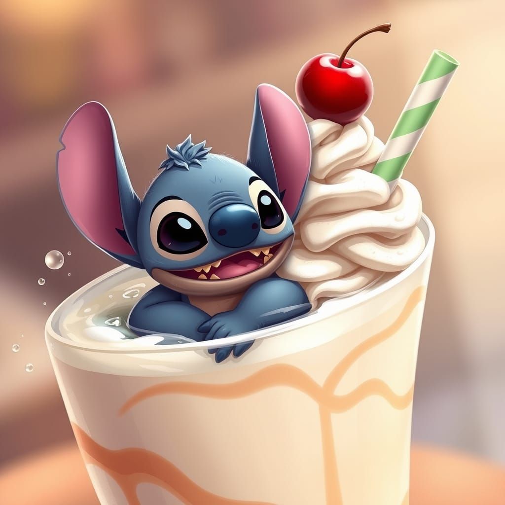 Stitch and Capybara Swim in Frappuccino
