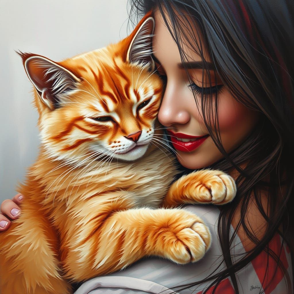 Warm Embrace in Vibrant Oil Painting Style