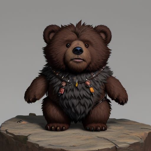 Shaggy Brown Bear Cub with Bandolier Fur Pattern