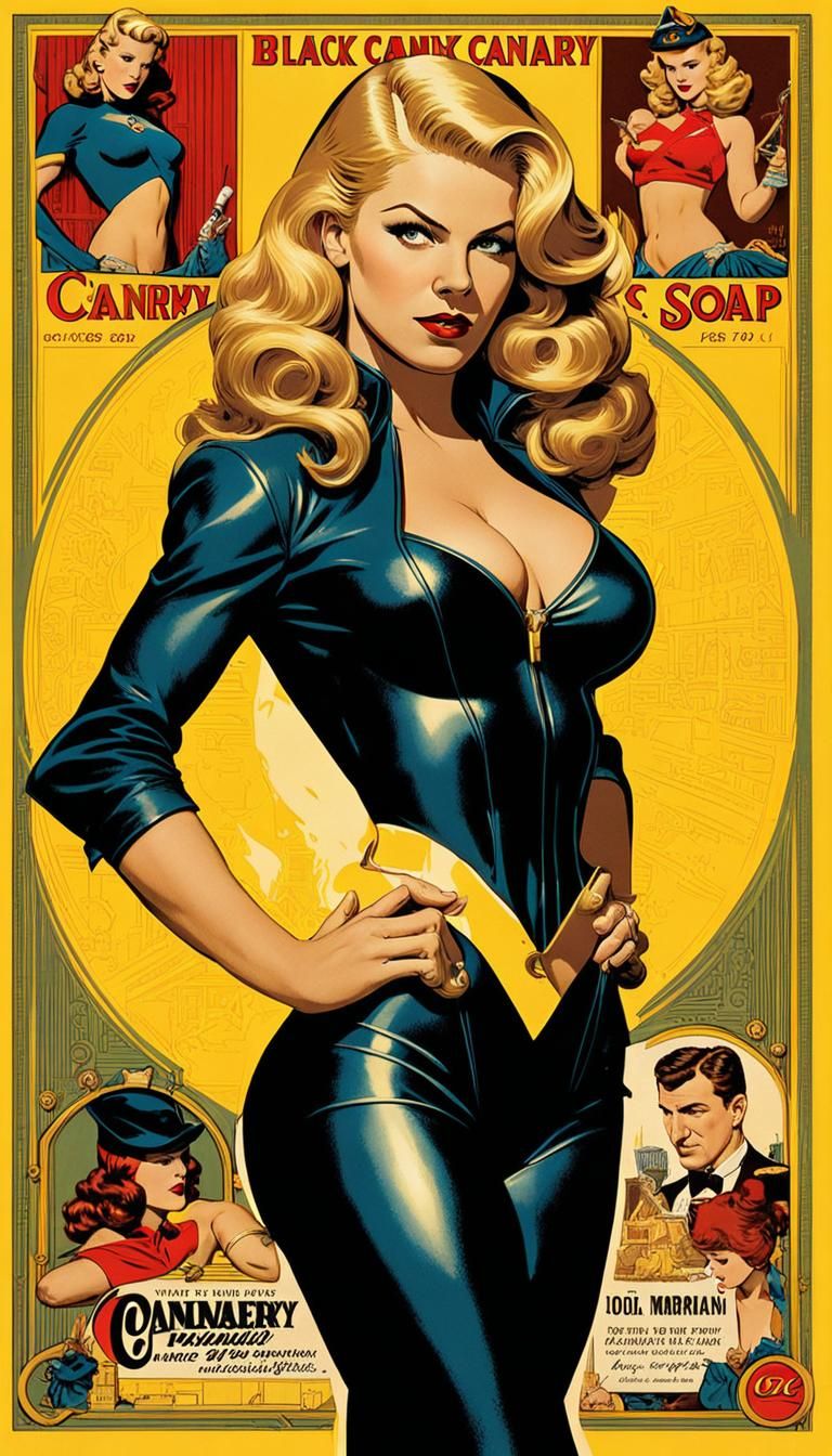 Black Canary illustrated by Norman Rockwell for an old-timey soap advertisement