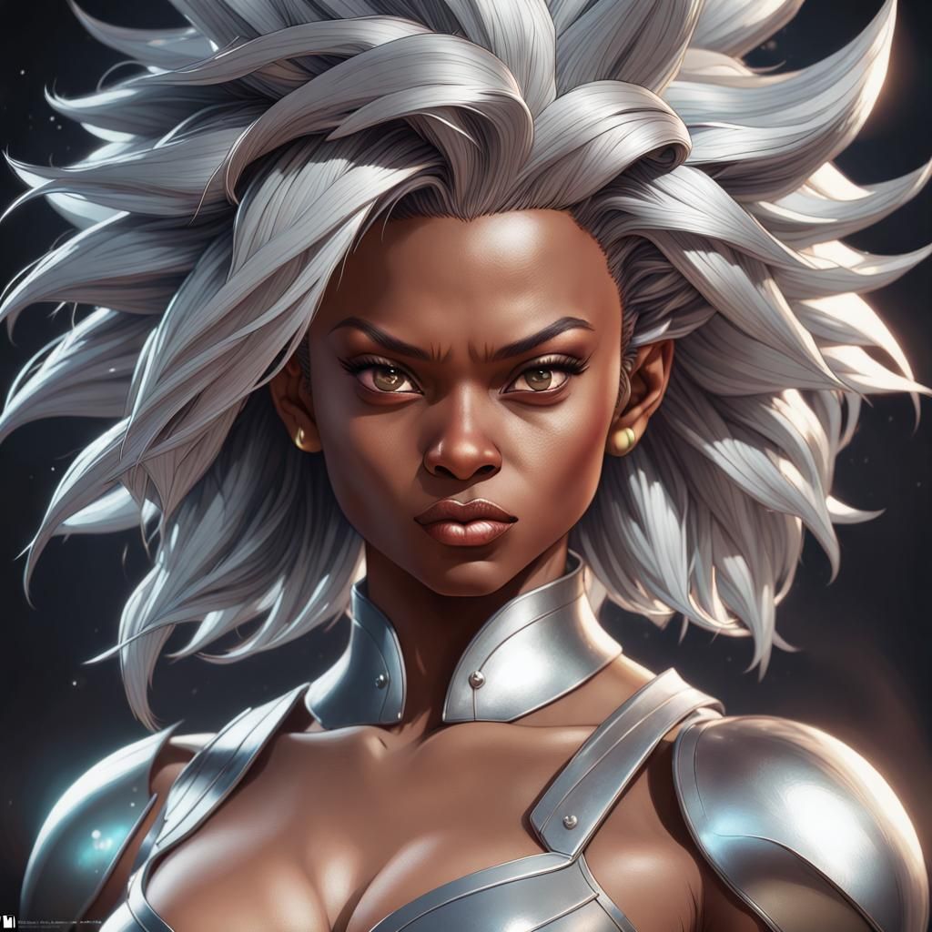 Black Female Super Saiyan Portrait in Anime Style
