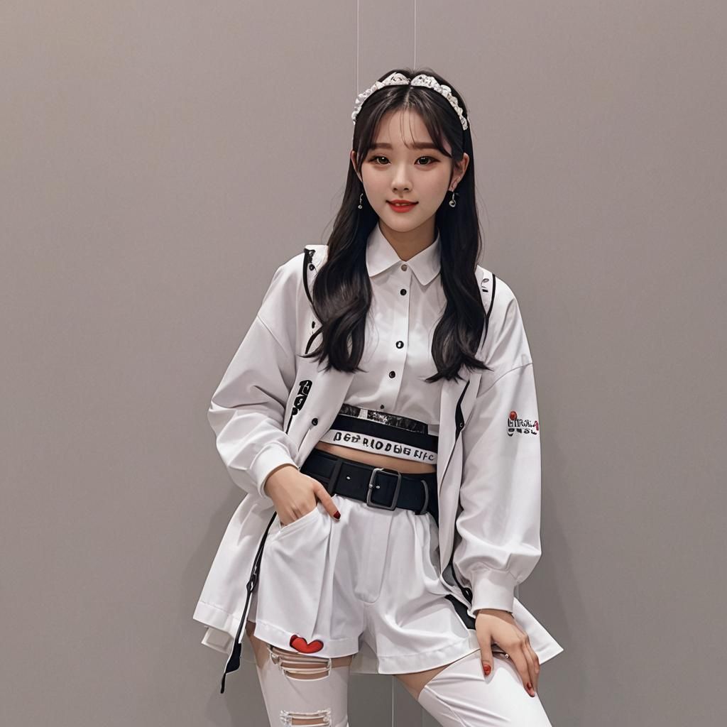 Cute Korean Girl in K-Pop Outfit on Stage