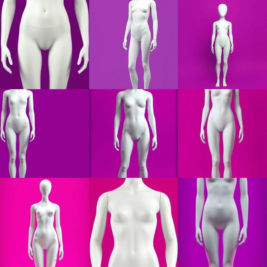 Minimalist Androgynous Mannequin Portrait in Electric Magent...