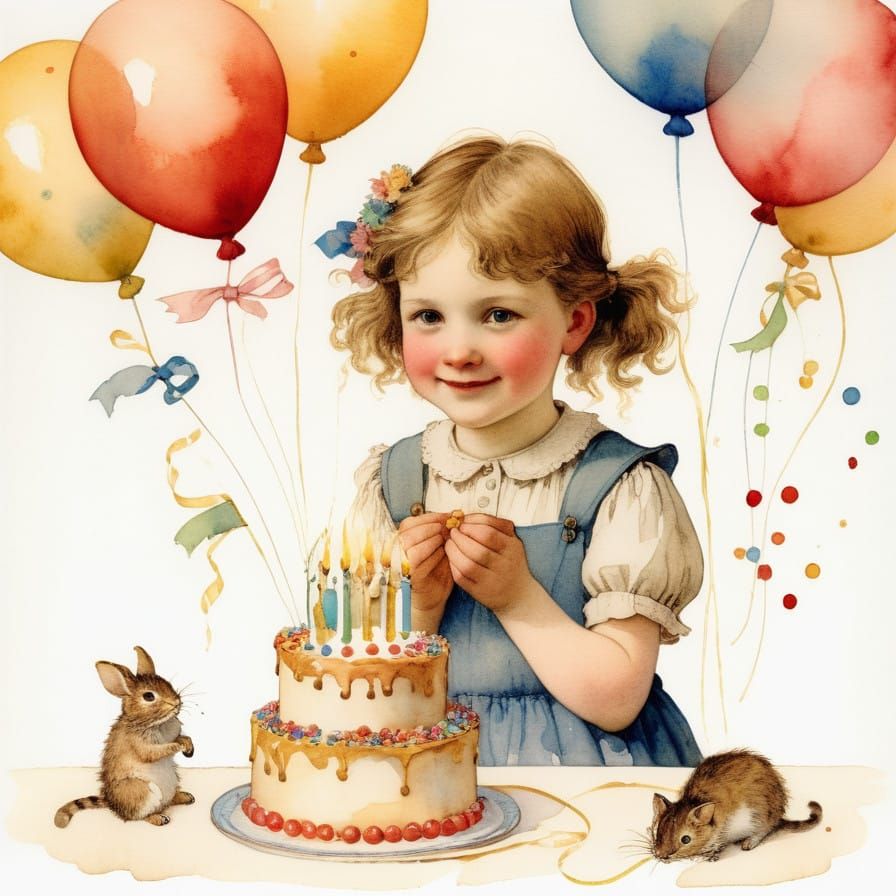 Whimsical Birthday Celebration with Vibrant Balloons and Gol...