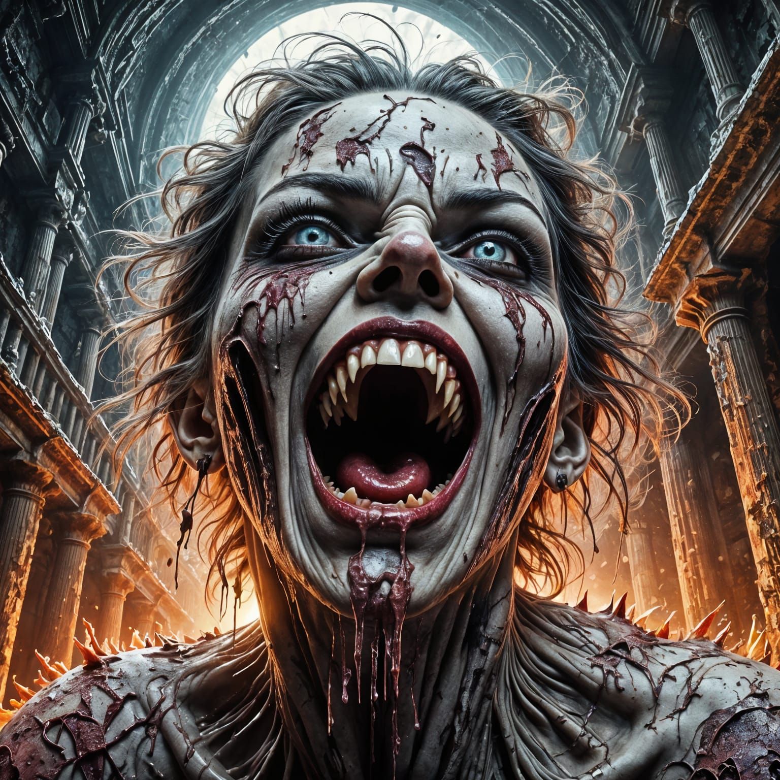 Dark Gooey Goddess Screams in a Vibrant Candyland Wonderland