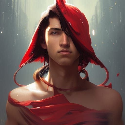 Red Ninja Portrait in Hyperdetailed Digital Art