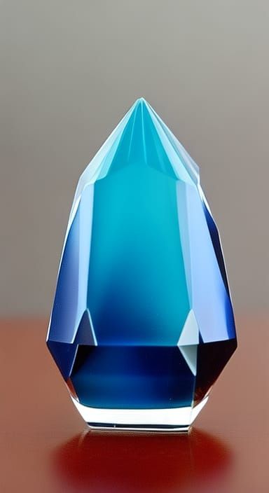 Faceted Crystal on Blue Sand in Art Deco Style
