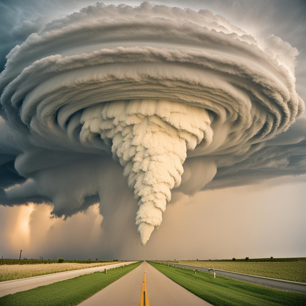 Storm Chasers Witnessing a Massive Tornado