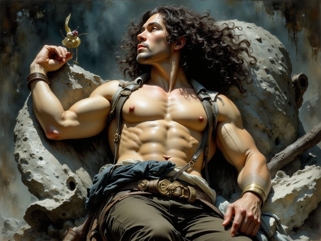 Fantasy Warrior and Priestess in Dynamic Panoramic Scene