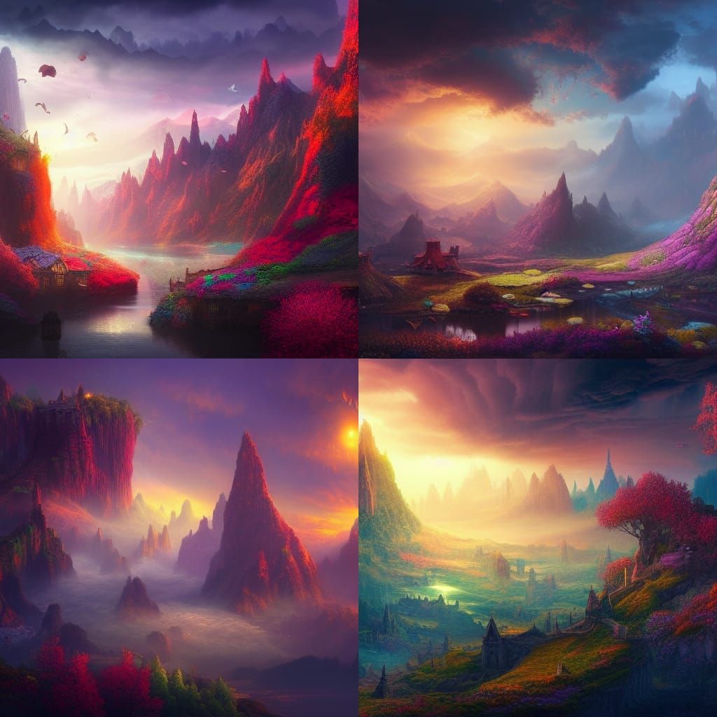 Colorful Fantasy Landscape: Digital Matte Painting