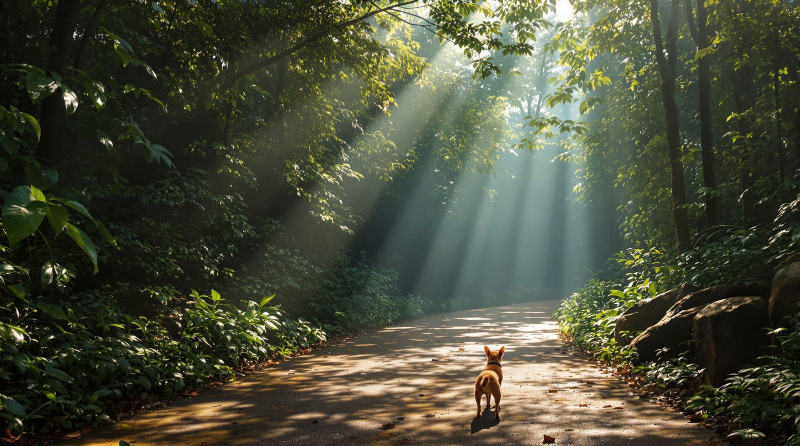 Capuchin Monkey Leads Chihuahua on Jungle Path