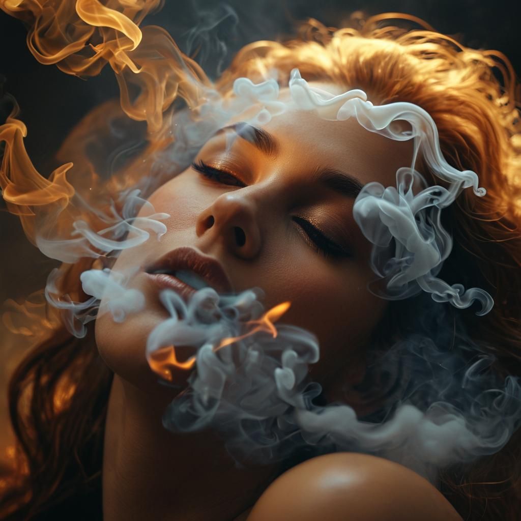 Ethereal Smoke Woman: A Cinematic Digital Portrait