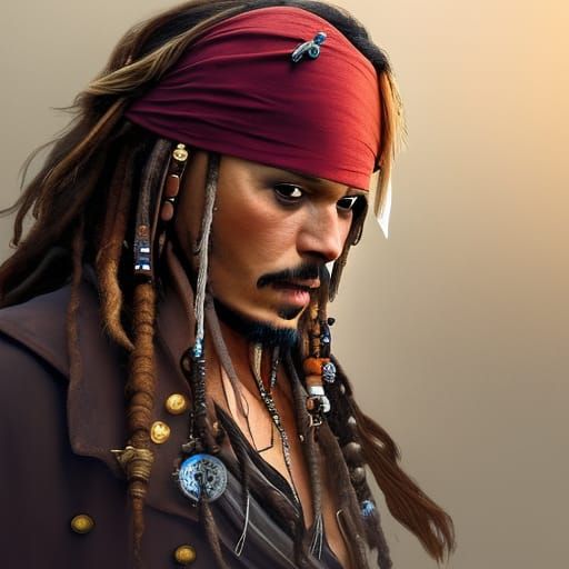 Detailed Portrait of Jack Sparrow in 8k Resolution