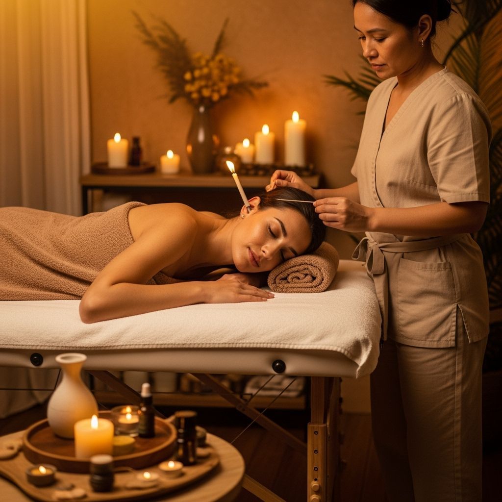 Relaxing Ear Candling Session in Warm Golden Light