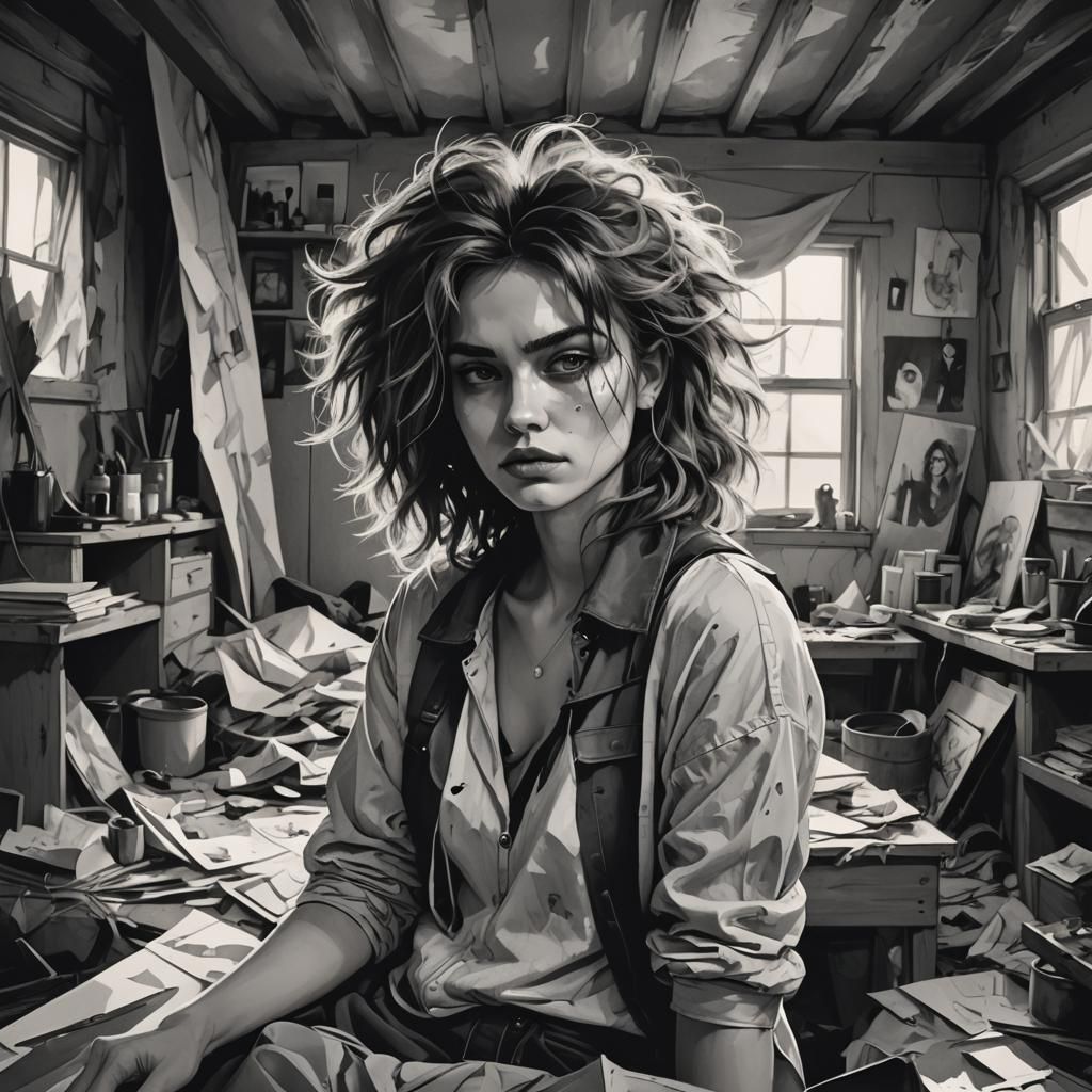 Monochromatic Fashion Sketch in Luxe Grunge Style