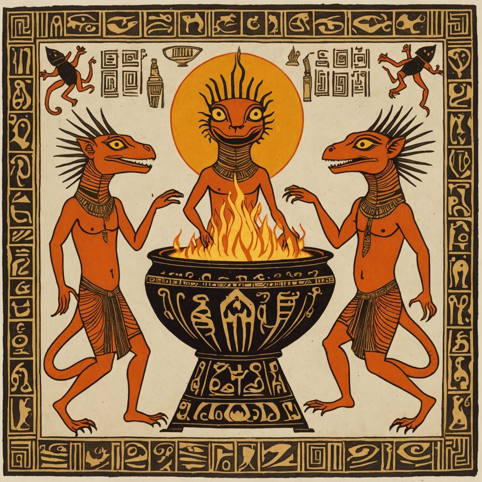 Lizard Goblins Dance in Ancient Temple