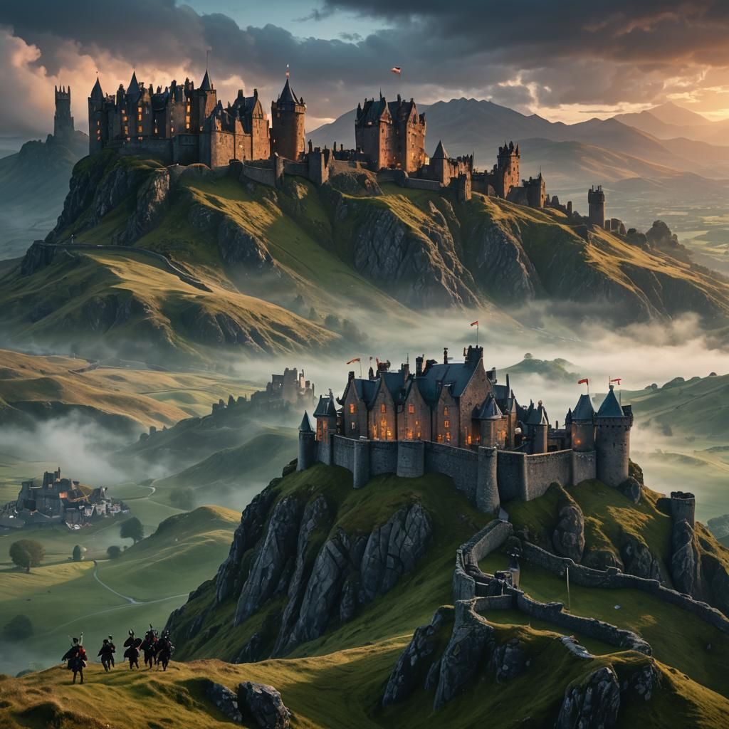 Futuristic Scottish Highlands with Luminous Creatures