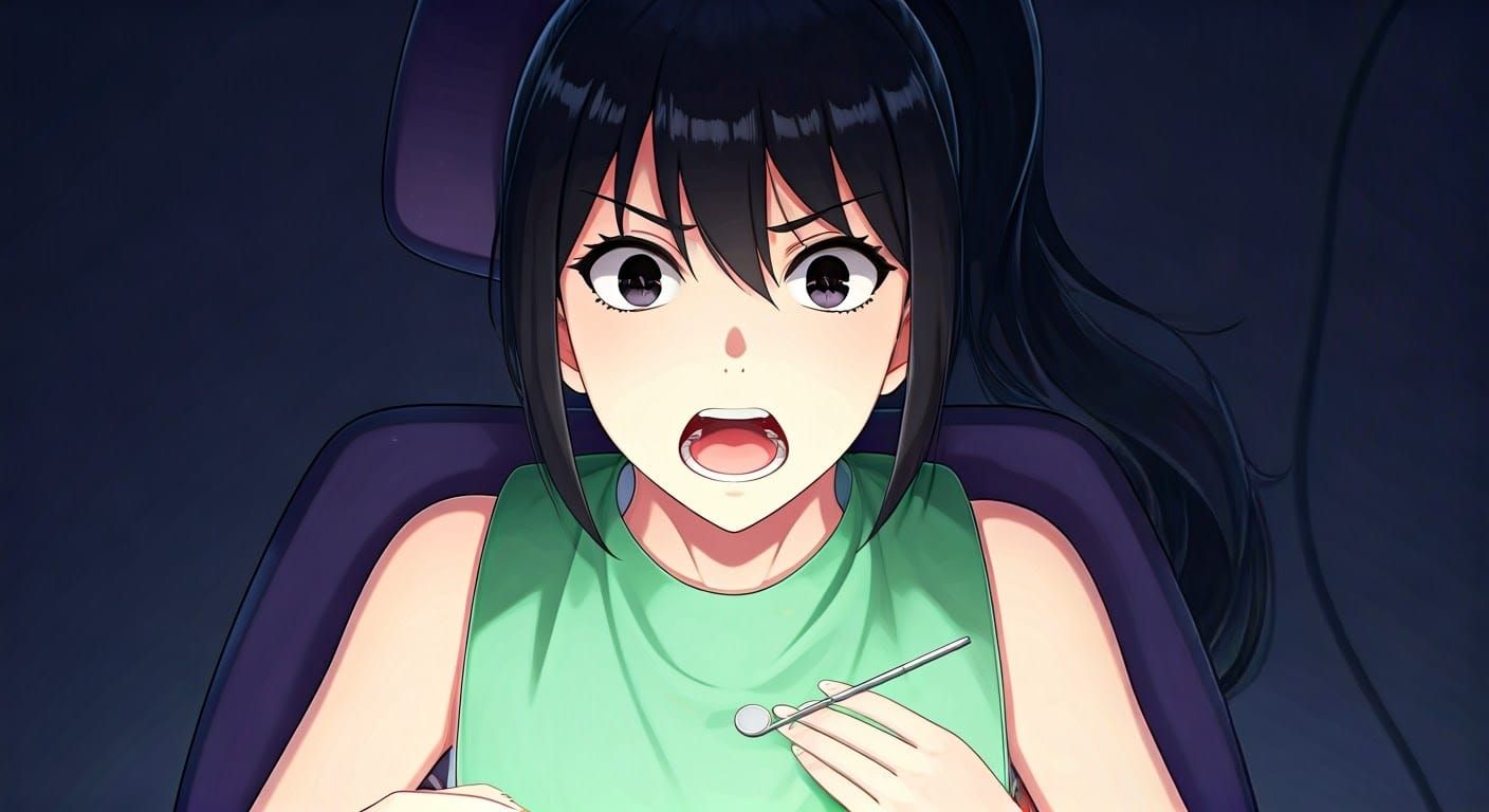 Anime Idol at Dentist in Manga Style