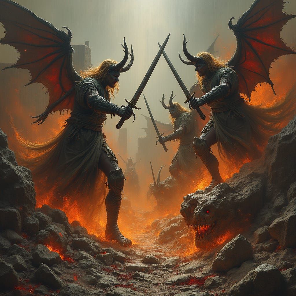 Angels and Demons Engage in Epic Battle Amidst a Maelstrom o...