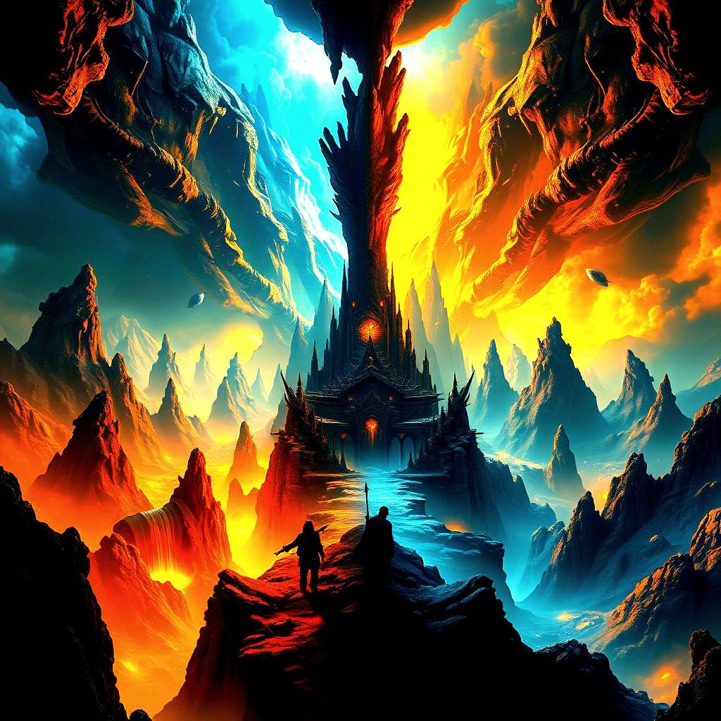 Fantastical Album Art in Detailed Matte Painting Style