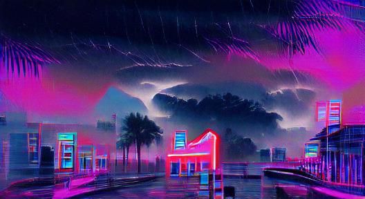 Synthwave Thunderstorm Over Neon Jacksonville